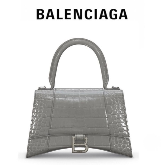 Balenciaga HOURGLASS SMALL CROCODILE EMBOSSED Crossbody Top Handle Shoulder Bag - Picture 3 of 13